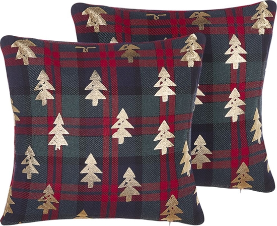 Picture of Shumee Zestaw 2 poduszek dekoracyjnych w choinki 45 x 45 cm czerwono-zielony CUPID