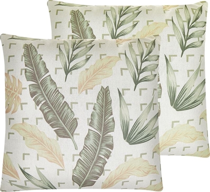 Attēls no Shumee Zestaw 2 poduszek dekoracyjnych w licie 45 x 45 cm zielono-beowy RHAPIS