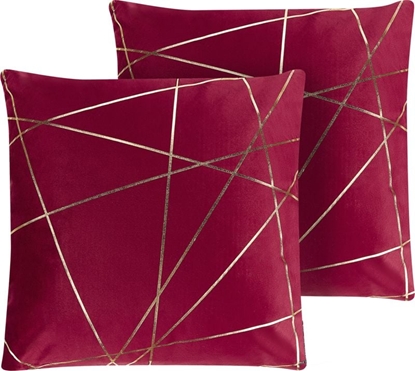 Picture of Shumee Zestaw 2 welurowych poduszek dekoracyjnych geometryczny wzór 45 x 45 cm czerwony PINUS