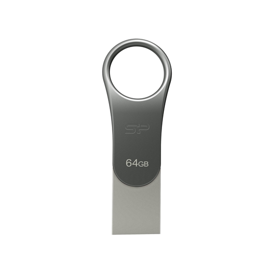 Picture of Silicon Power Mobile C80 USB flash drive 64 GB USB Type-A / USB Type-C 3.0 (3.1 Gen 1) Titanium
