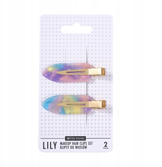 Изображение SISTER YOUNG_Lily Makeup Hair Clips Set klipsy do wosów Pink Purple 2szt