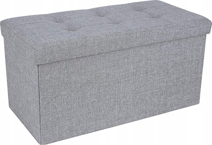 Изображение Songmics Otomana z przestrzeni do przechowywania, oszczdzajca przestrze ,jasnoszara 76 x 38 x 38 cm tkanina lniana