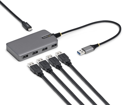 Attēls no STARTECH.COM 4-Port USB-A Hub 5Gbps Busbetrieben Typ A auf 4x USB-A 3.0 Hub USB-C-Netzteil Port Mini Reisehub-Verteiler USB Splitter