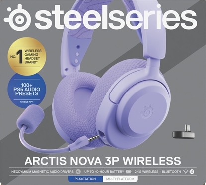 Attēls no Suchawki SteelSeries Suchawki do gier | Arctis Nova 3PW | Bluetooth | Over-Ear | Mikrofon | Noise canceling | Bezprzewodowe | Lavender