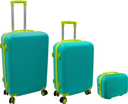 Attēls no Suitcase set 3 pcs. 60L (42x25x64cm) + 43L ( 36x23x56cm) + 15L (24x17x33cm) green 8000303316398