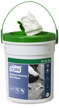 Picture of Surface Cleaning Wet Wipes TORK 190594, kibirėlyje, 58 pcs., 27 x 27 cm, white