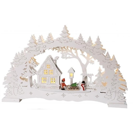 Picture of Svečturis, koka lāzerizgriezums 10LED, balts