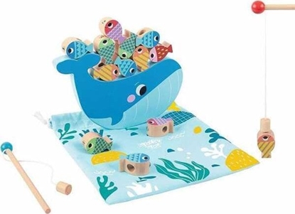 Picture of Tooky Toy Drewniana Gra Wieloryb I Rybki Wielofunkcyjna 4 W 1