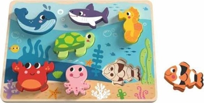 Picture of Tooky Toy Drewniane Puzzle Montessori wiat Morza Rybki ówik Ksztaty