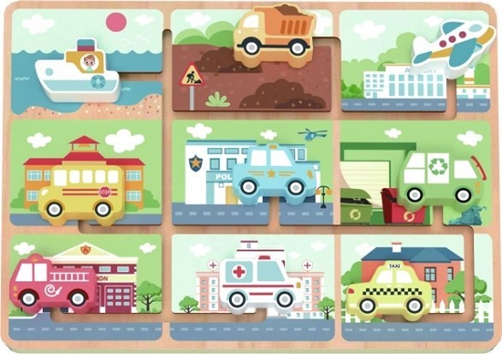 Picture of Tooky Toy TOOKY TOY Labirynt Drewniany Pojazdy Ukadanka