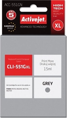 Attēls no Tusz Activejet Tusz Activejet ACC-551GN (zamiennik Canon CLI-551G Supreme 15 ml szary)