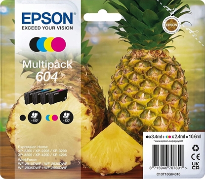 Attēls no Tusz Epson Epson 604 Multipack - 4er-Pack - Schwarz, Gelb, Cyan, Magenta - original - Blister mit RF- / akustischem Alarmsignal - Tintenpatrone - fur Expression Home XP-2200, 2205, 3200, 3205, 4200, 4205, WorkForce WF-2910, 2930, 2935, 2950