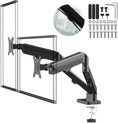 Attēls no Uchwyt na 2 monitory Maclean, spryna gazowa, 17"-32", 2-10kg, czarny, MC-134