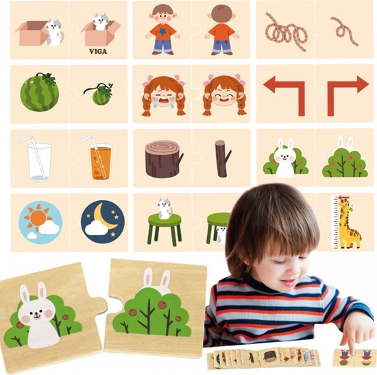 Picture of Viga Toys Drewniana Ukadanka Puzzle Przeciwiestwa