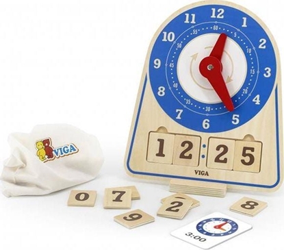 Изображение Viga Toys Drewniany Zegar Nauka Czasu