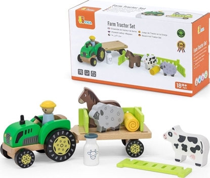 Изображение Viga Toys Traktor Drewniany Zwirzatka Farma Zagroda