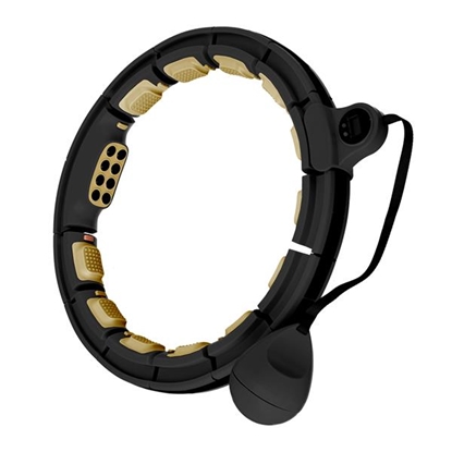 Attēls no Vingrošanas aplis ar skaitītāju HHM13 NEW HULA HOOP BLACK/GOLD MAGNETIC WITH WEIGHT + COUNTER HMS