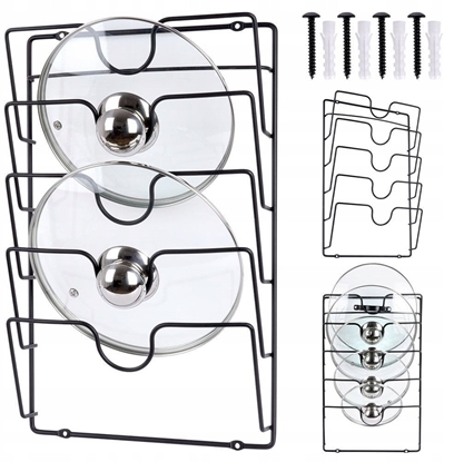 Attēls no Wieszak uchwyt na pokrywki organizer metalowy czarny VILDE 569737