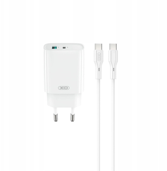 Picture of XO wall charger CE29 PD 20W 1x USB-C 1x USB white + cable USB-C - USB-C