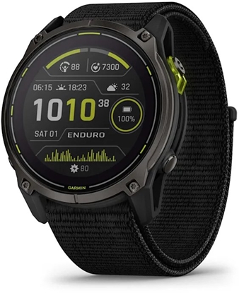 Изображение Garmin Enduro 3 – 51 mm, Solar, Sapphire Carbon Gray DLC Titanium with Black UltraFit Nylon Strap Black