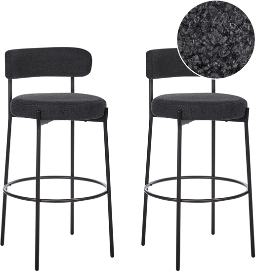 Picture of Zestaw 2 krzese barowych ALLISON Boucle Czarny
