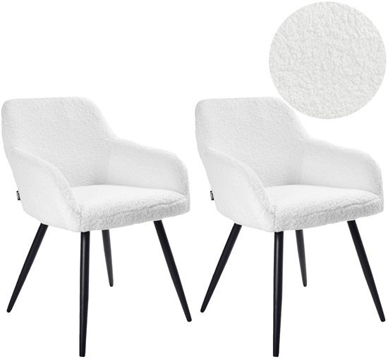 Picture of Zestaw 2 krzese do jadalni CASMALIA Boucle Zamana biel