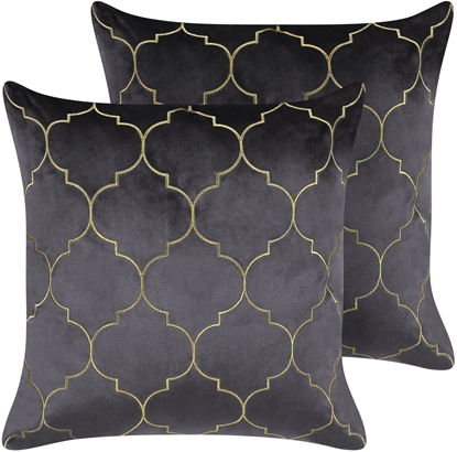 Picture of Zestaw 2 poduszek ALYSSUM Welur 45 x 45 cm Marokaska koniczyna Szary  Lumarko!