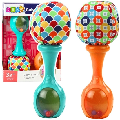 Picture of Zestaw Grzechotki Z Mikk Pieczk Wzorki Pomaraczowa Zielona 2szt