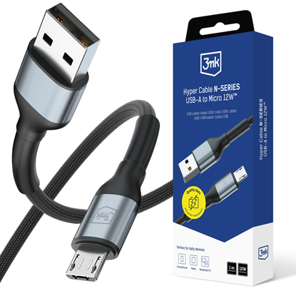 Изображение 3mk Hyper kabelis N-SERIES USB-A | MicroUSB 1m 5V|