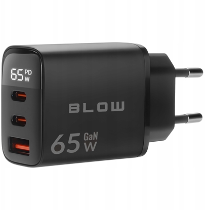 Attēls no 76-030# adowarka sieciowa gniazdo usb + usb-cx2 pd 65w gan czarna