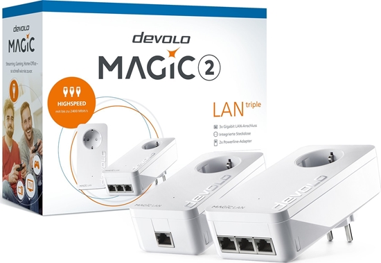Picture of Adapter powerline Devolo devolo Magic 2 LAN triple + Starter Kit, Powerline (2 adapters)