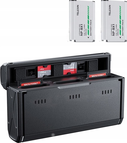 Изображение adowarka Usb Type-c + 2x Akumulator Bateria Typ Sony Np-bx1 Npbx1 Telesin / Cmr-001