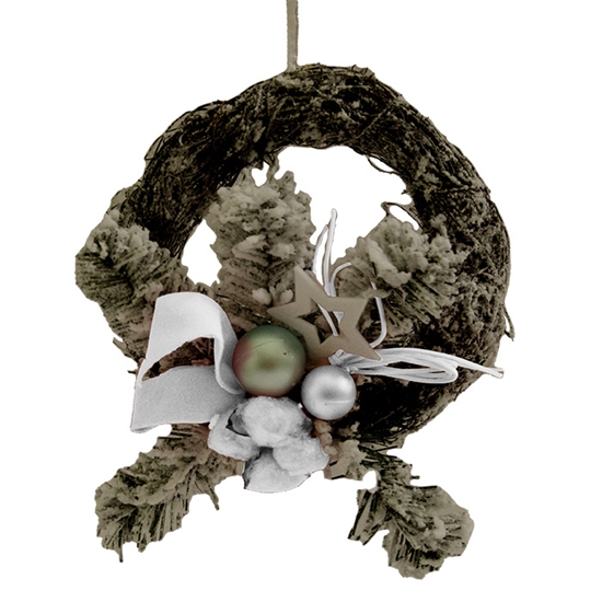 Picture of Adventes vainags d30cm ar baltiem dekoriem