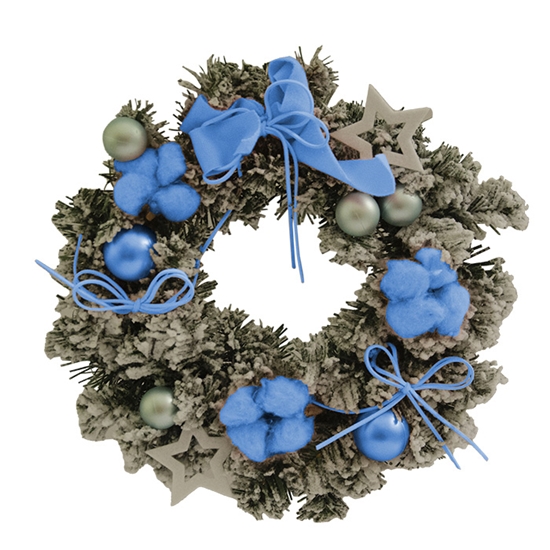 Picture of Adventes vainags d30cm ar zilganiem dekoriem