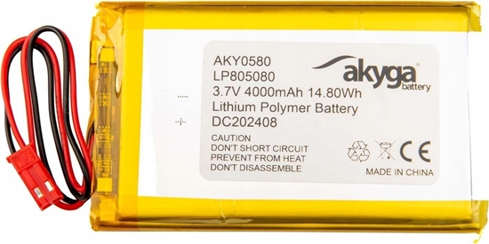 Picture of Akumulator Li-Po LP805080 Akyga AKY0580 3.7V / 4000mAh PCM zcze JST 2-Pin 150mm