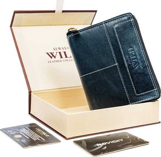 Picture of Always Wild Pionowy Portfel Mski Na Zamek Z Przeszyciami, Skóra Naturalna !