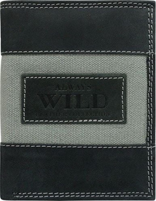 Picture of Always Wild Pionowy portfel mski, skóra naturalna, nubuk i jeans Always Wild