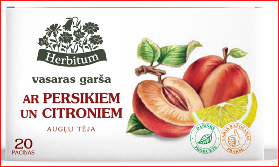 Изображение Augļu tēja HERBITUM ar Persikiem un citroniem, 2gx20gab