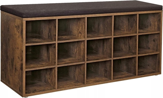 Picture of awka na buty z wycieanym siedziskiem i 15 przegródkami, póka na buty przedpokój, nono 200 kg, vintage brzowo-brzowy