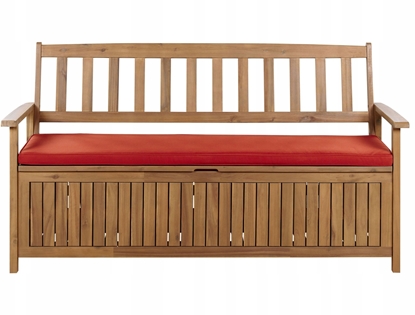 Attēls no awka ogrodowa z poduch SOVANA 160 cm ze schowkiem Drewno akacjowe Czerwony
