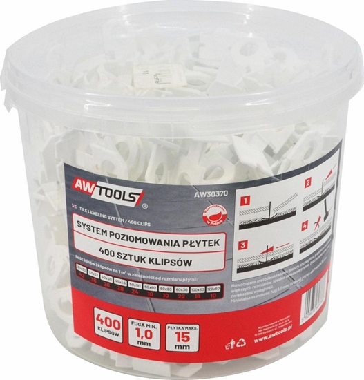 Изображение AWTools AWTOOLS SYSTEM POZIOMOWANIA PYTEK STANDARD 1,0mm - 7mm-15mm - KLIPS 400szt. AW30370