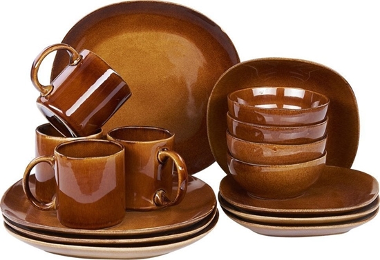 Picture of Beliani 16-czciowy zestaw naczy z kamionki zoty brz TURMERIC