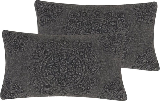 Picture of Beliani 2 baweniane poduszki dekoracyjne toczone 30 x 50 cm szare VELOOR!