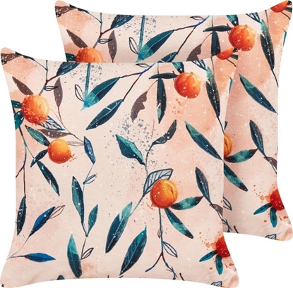 Изображение Beliani 2 poduszki ogrodowe w licie 45 x 45 cm wielokolorowe PIALPETTA