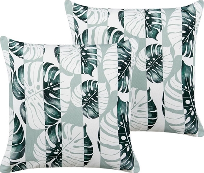 Изображение Beliani 2 poduszki ogrodowe w licie 45 x 45 cm zielone TERMINI