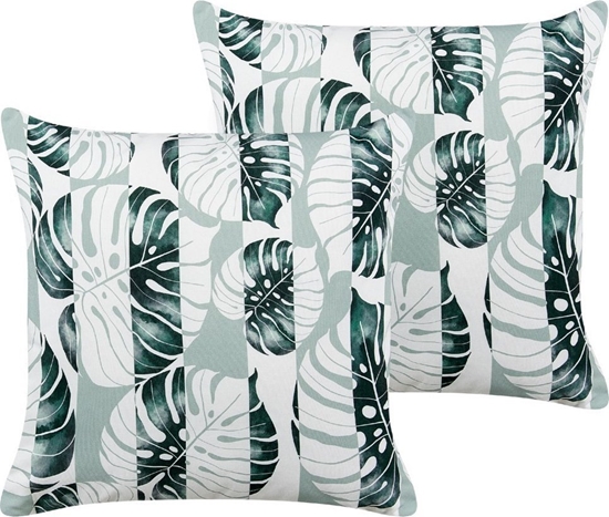 Изображение Beliani 2 poduszki ogrodowe w licie 45 x 45 cm zielone TERMINI