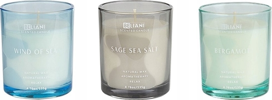 Изображение Beliani 3 wiece zapachowe sojowe bergamotka/ morska bryza/ szawia z sol morsk SHEER JOY