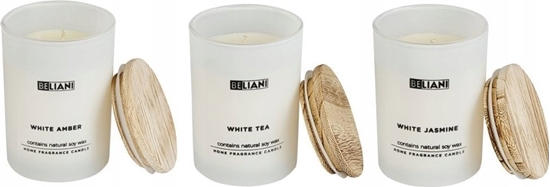 Изображение Beliani 3 wiece zapachowe sojowe biay bursztyn/ biaa herbata/ biay jamin SIMPLICITY