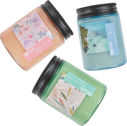 Изображение Beliani 3 wieczki zapachowe sojowe sól morska/morska/orchidea FRUITY BLOOM