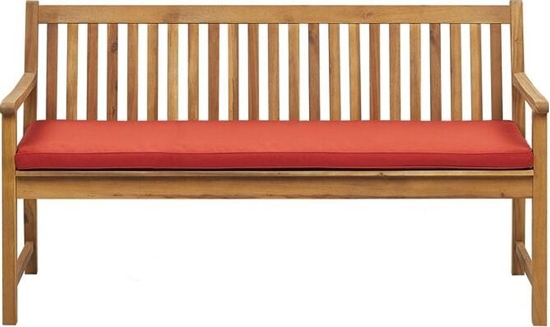 Изображение Beliani awka ogrodowa z certyfikowanego drewna 160 cm czerwona poduszka Vivara